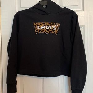Girls XL black with leopard print hoodie